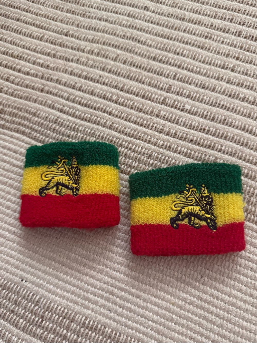 Rasta Lion of Judah Wrist Sweatbands Red Yellow Green Pair ❤️💛💚